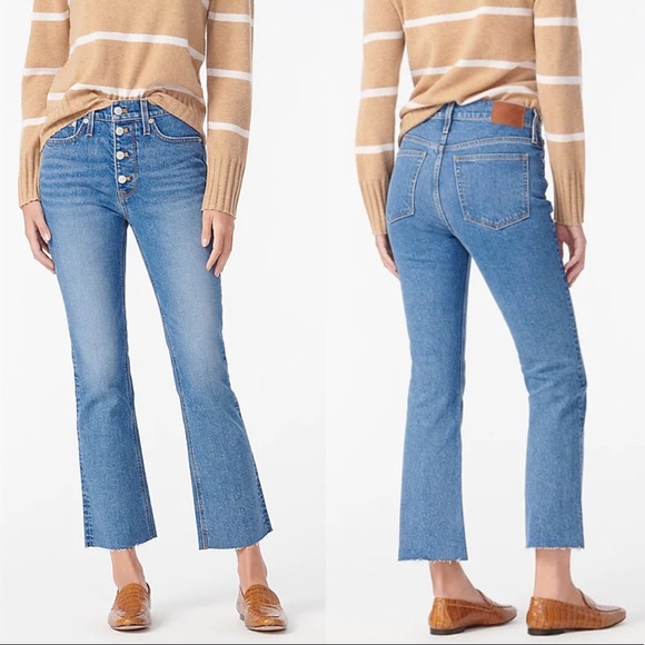 J. Crew 9” Billie Demi Boot Crop Jean Blue Lagoon